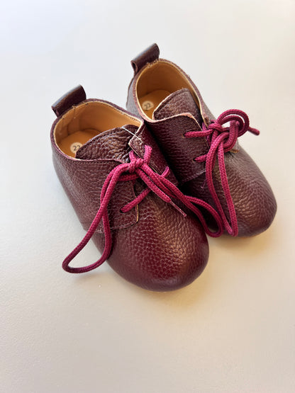 Burgundy Genuine Leather Baby Shoes
