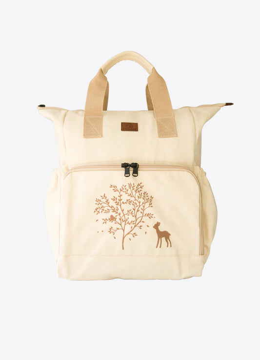 Beige Canvas Backpack Diapers Bag