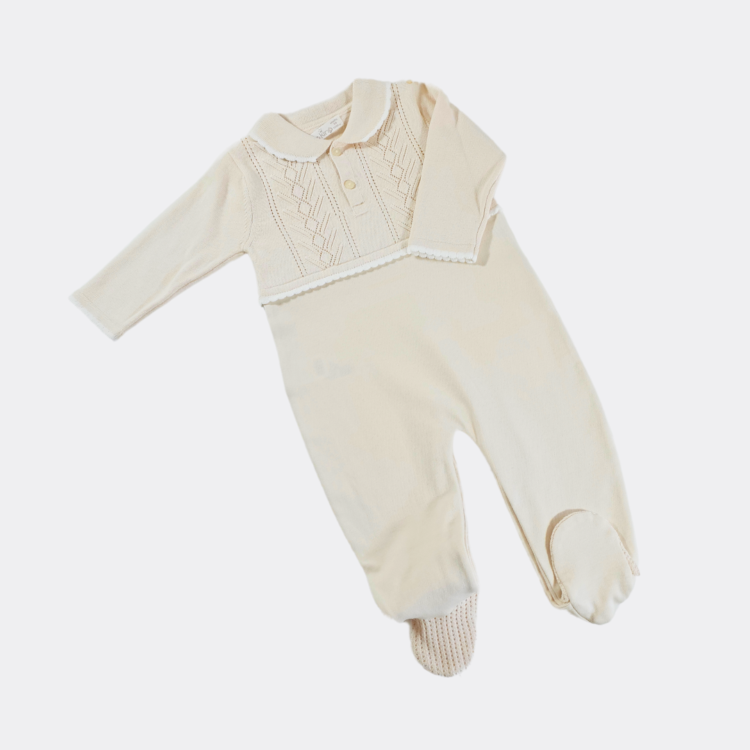 Light Beige Organic Cotton Overall 2-piece Polo Set