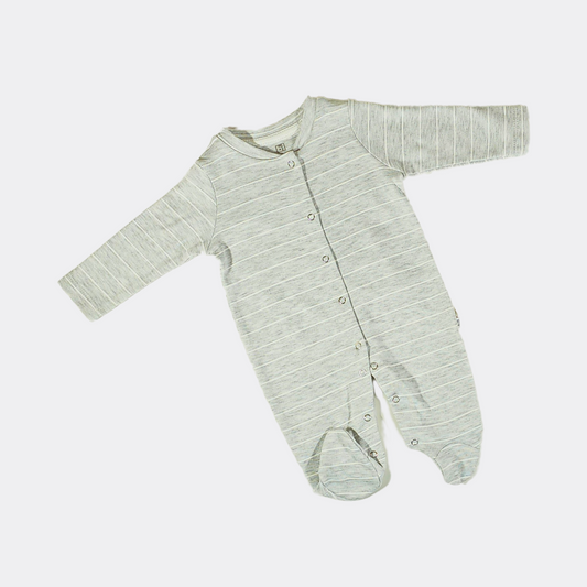 Gray/White Striped Organic Cotton Overall