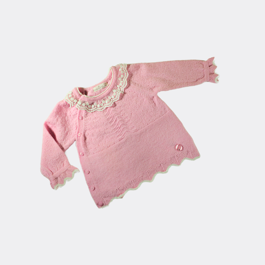 Pink/White Ruffle Natural Wool Set