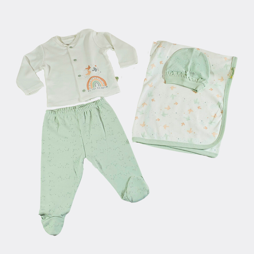 Green/White Organic Cotton Rainbow Set