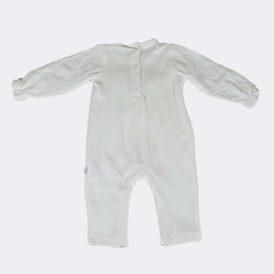 Off-White Organic Cotton Ruffle Overall Set