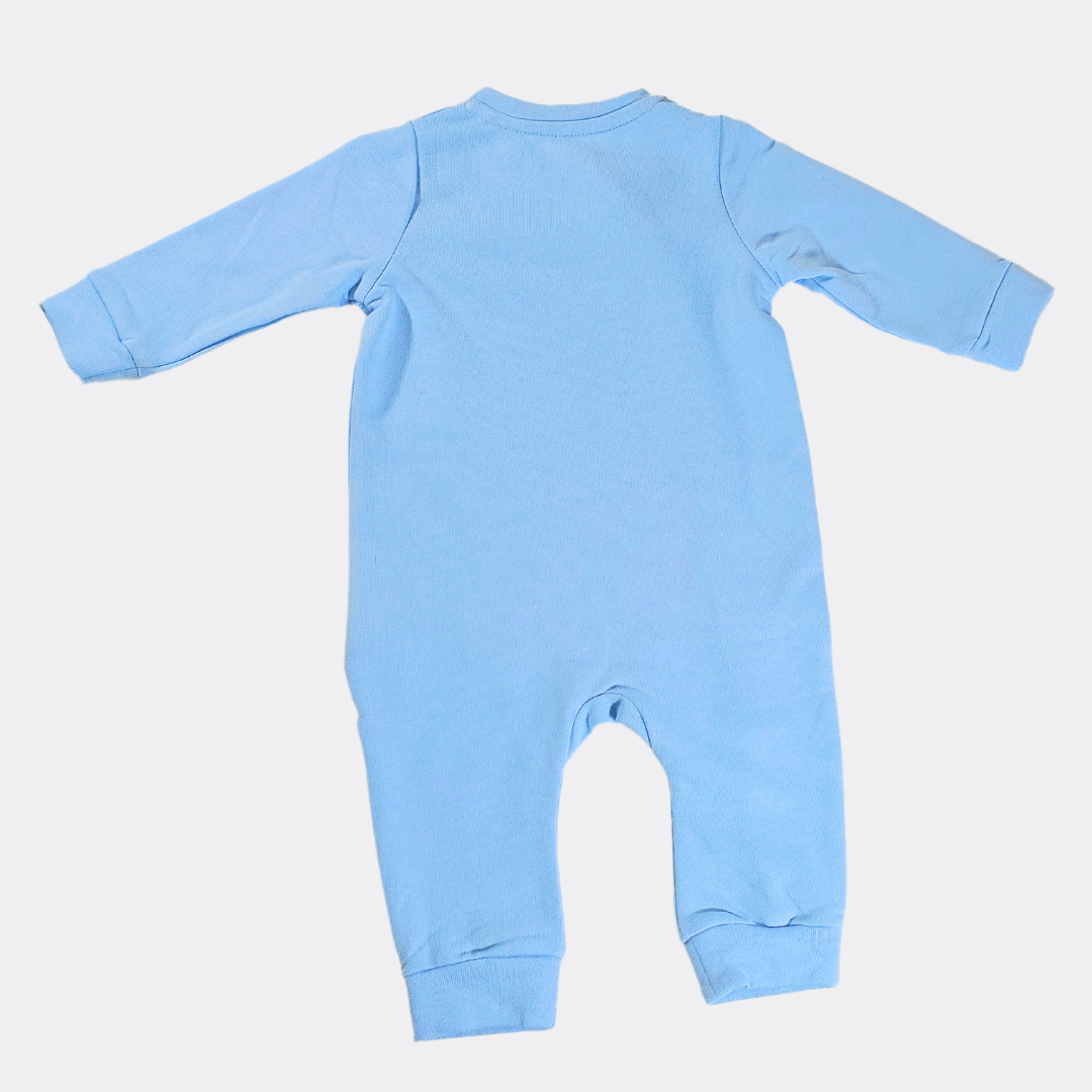 Blue organic cotton overall giraffe