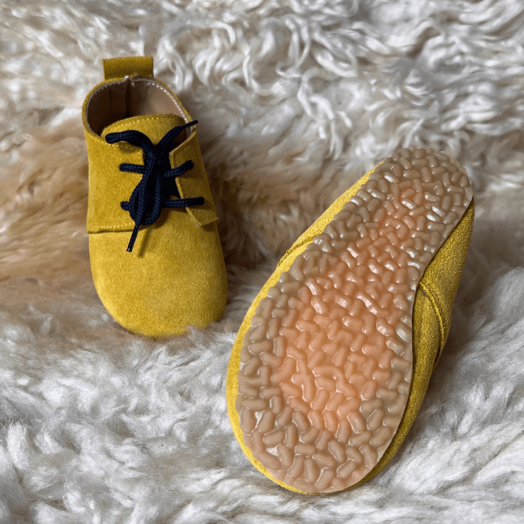 Lemon Chamois Baby Shoes - La Farandole Paris