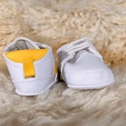 White and Yellow Sport Sneakers for Babies - La Farandole Paris