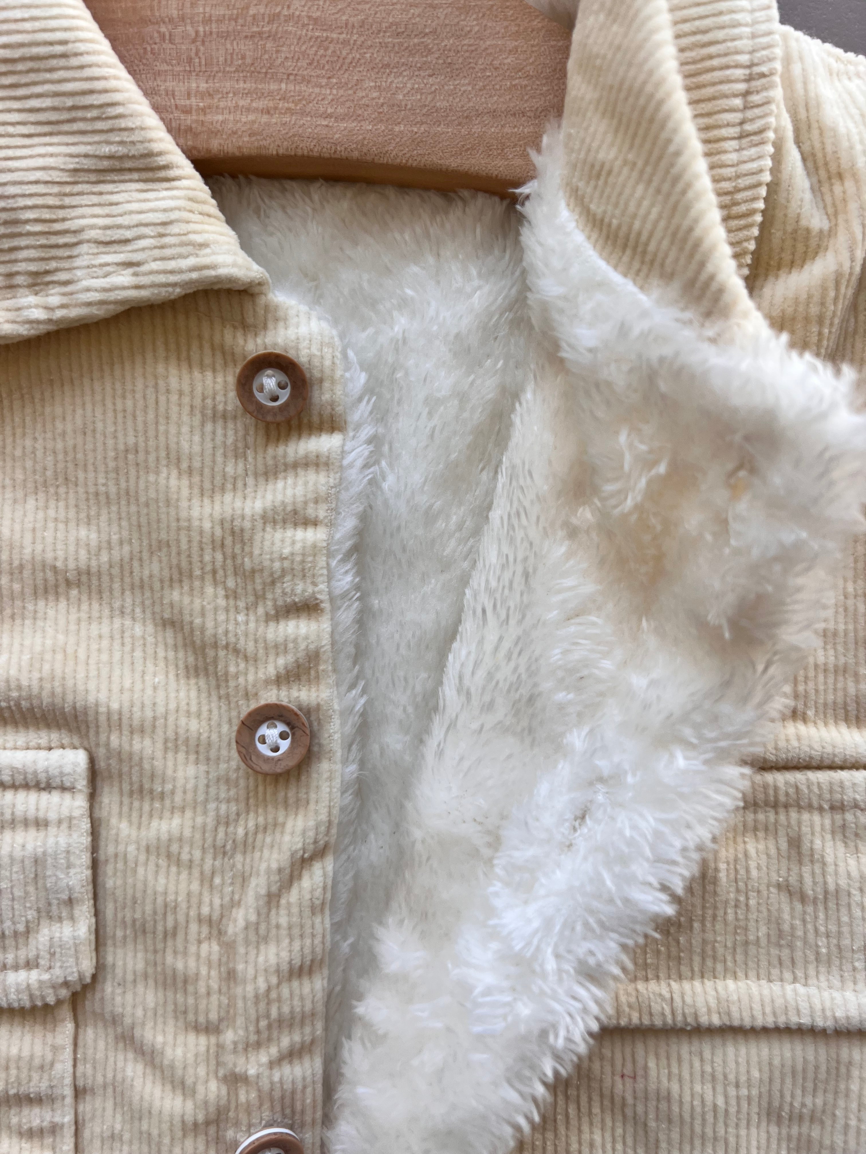Beige Fleece winter Polo Velvet Overall