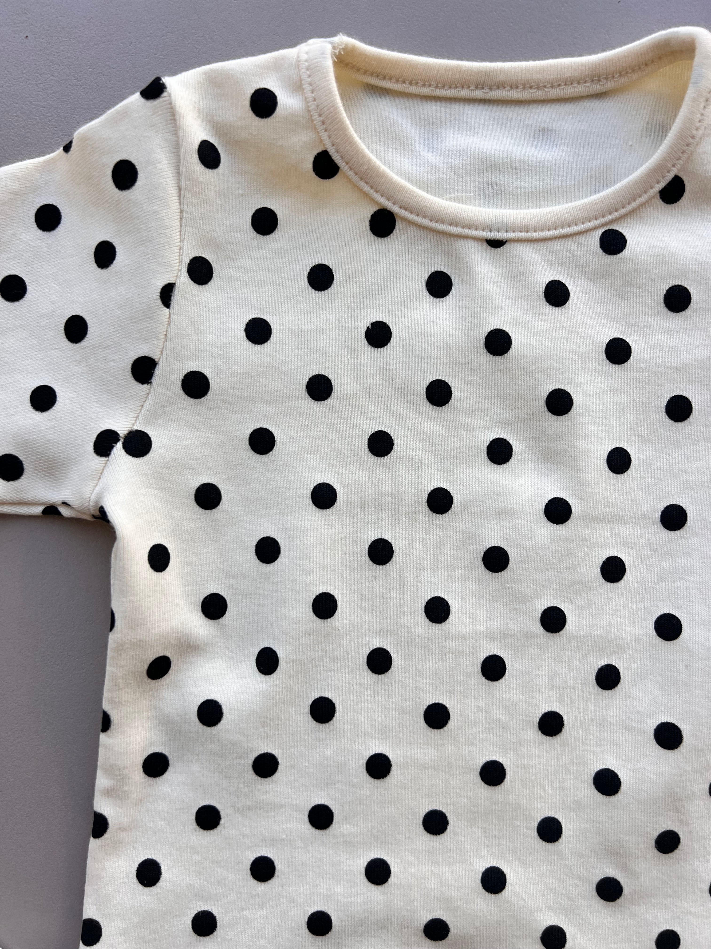 Beige and Black Dotted Pyjama 3 Pcs Set