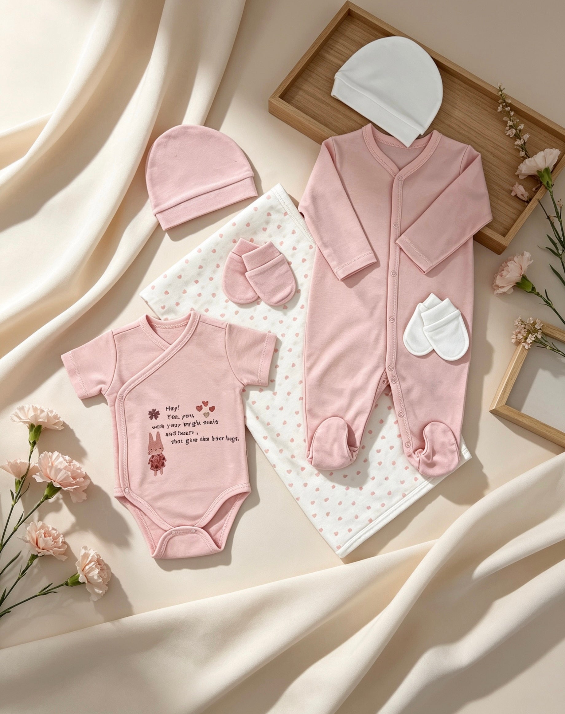 Pink GOTS™ Certified Organic Cotton Footed Overall