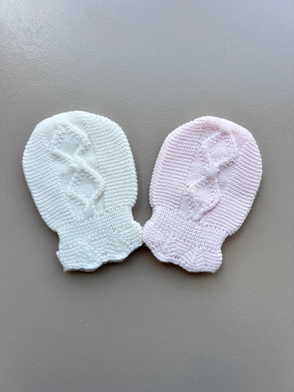Light Pink & Off White Mitten Pack of 2 Pairs