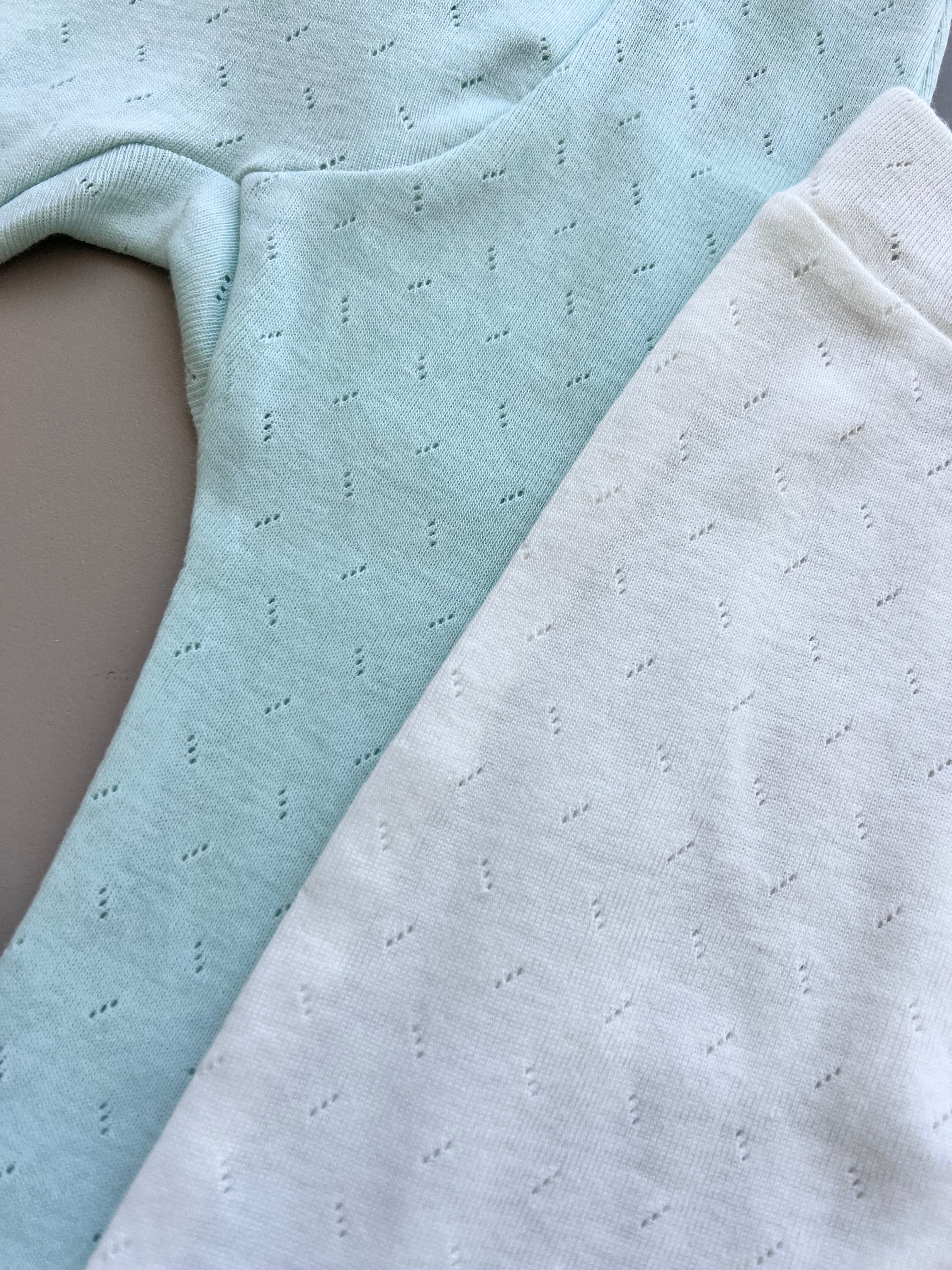 Mint Green & White Organic Cotton Pants 2 Pcs Pack
