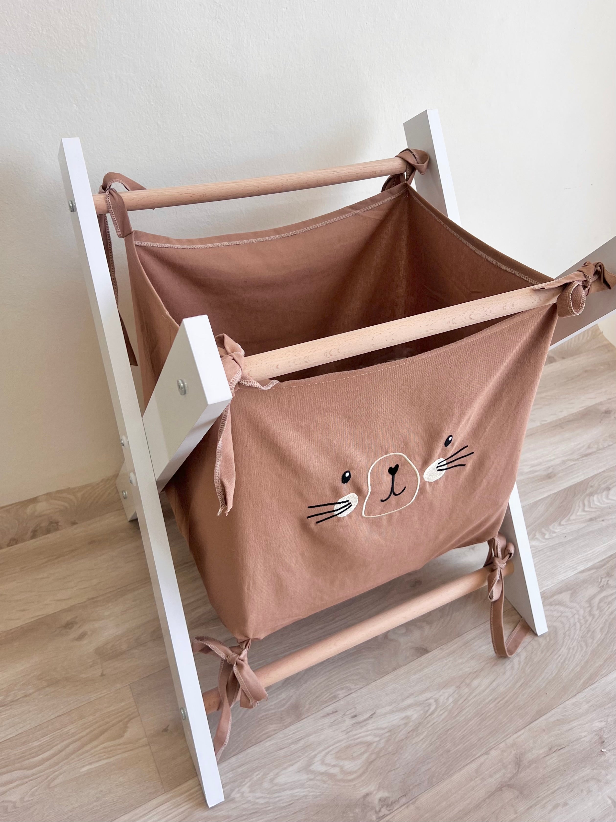 Animal Print white & Beige Toys Basket