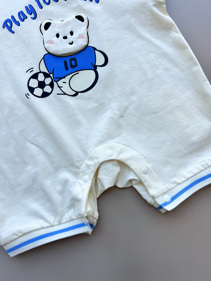Yellow/Blue Bear Play Football Romper
