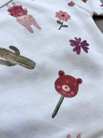 Pink & Purple GOTS™ Certified Organic Cotton Bunny Double Breasted Body 3 Pcs Set
