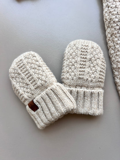 Beige Thick Wool Fur Inside Overall With Mittens 2Pcs