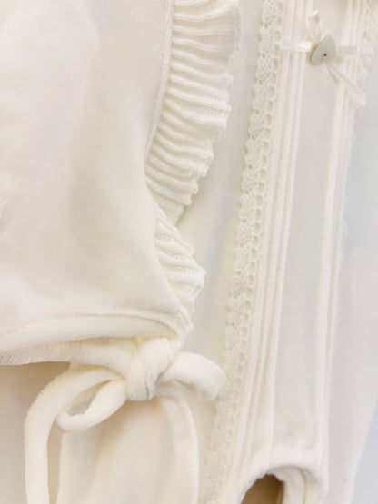 White Heart Velvet Footed Overall With Hat