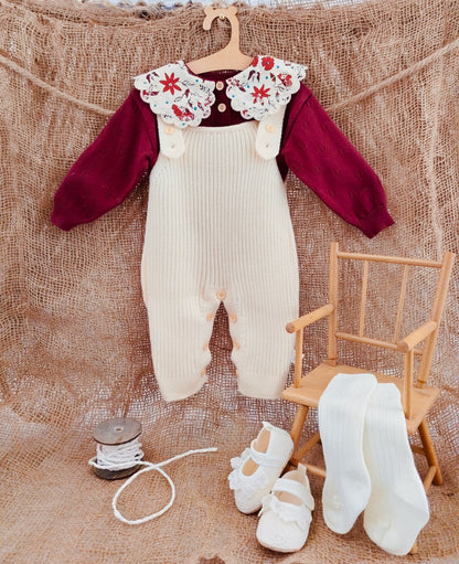 Red & Flower Collar Sweatshirt