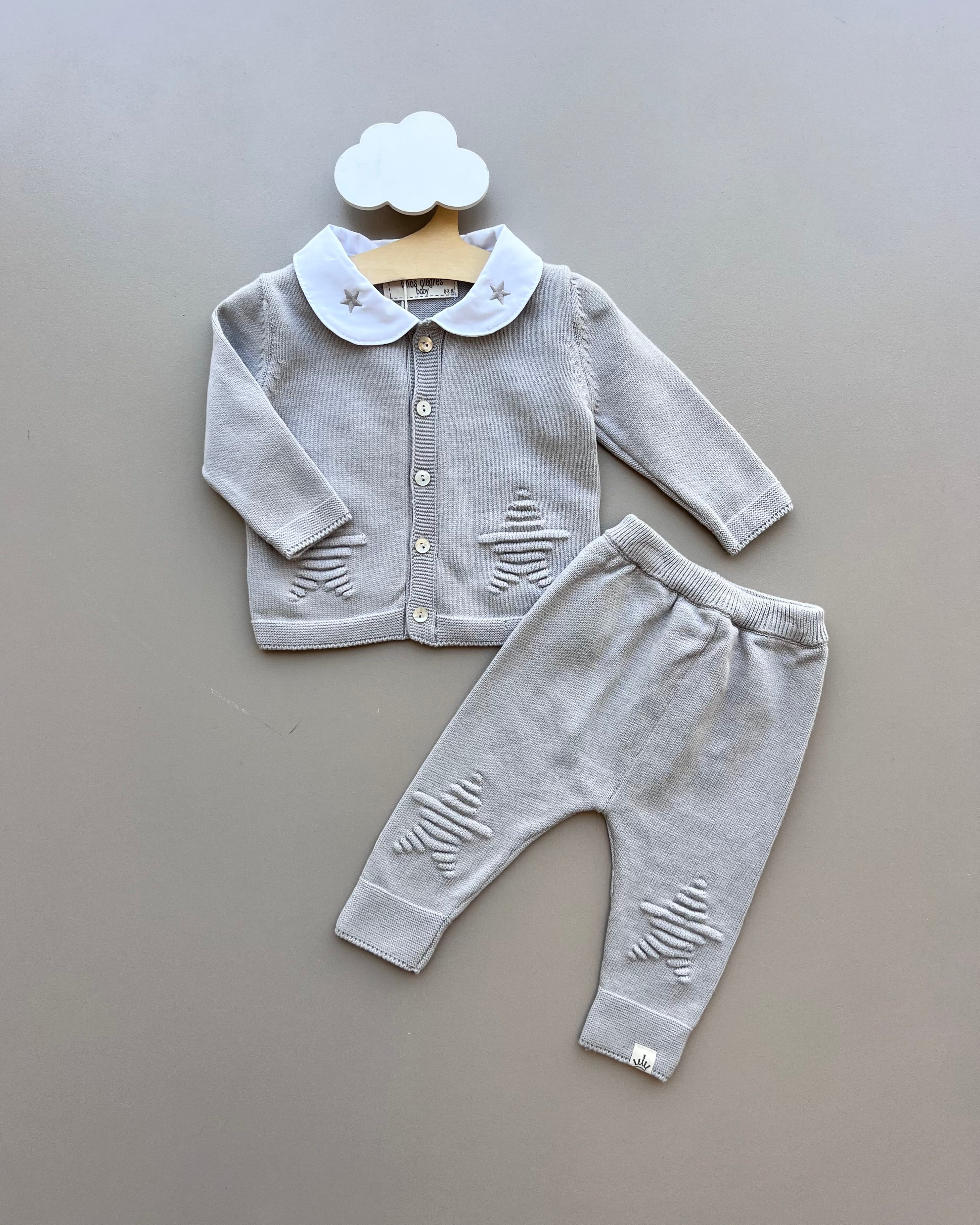 Thick Cotton Star Collar Top and Pants 2Pcs Set