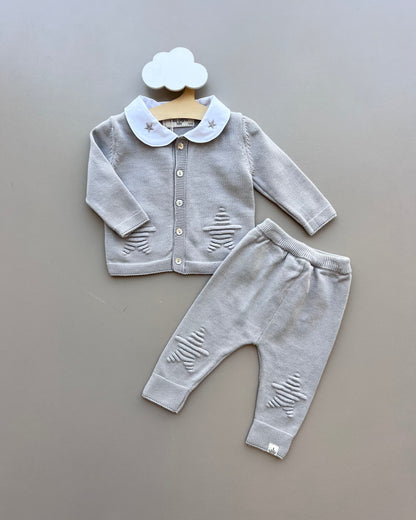 Thick Cotton Star Collar Top and Pants 2Pcs Set