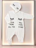 White Dotted GOTS™ Certified Organic Cotton Footed Overall 2 Pcs Set