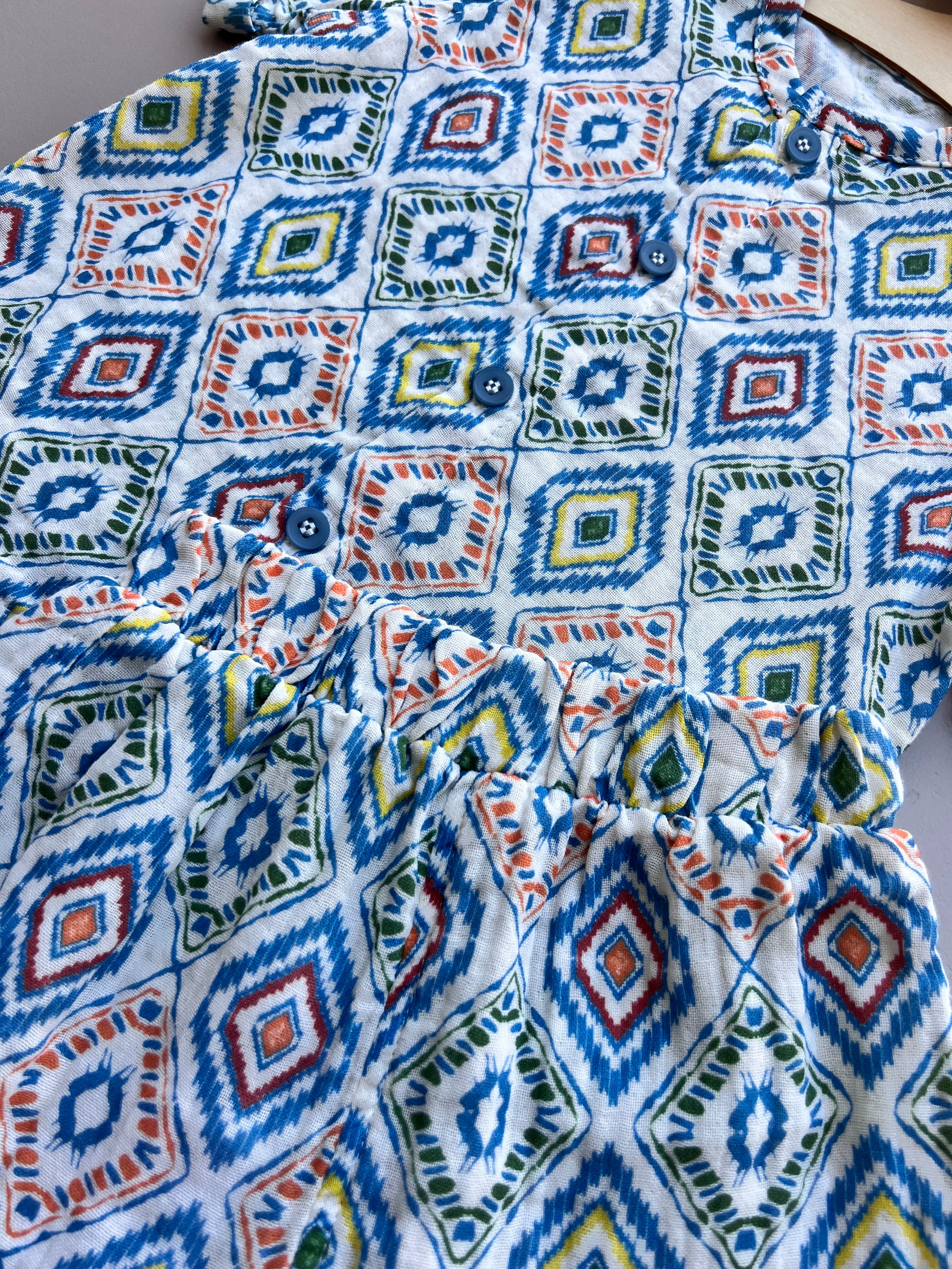 Blue & White GOTS™ Certified Organic Cotton Summer 2 Pcs Set