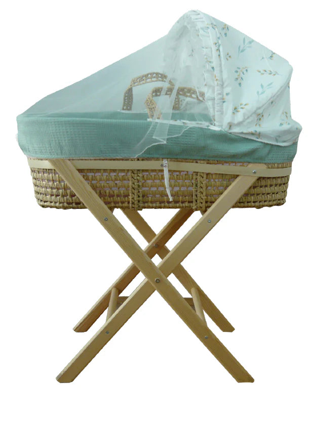 Seafoam Moses Baby Bassinet/Basket With Rocking Stand