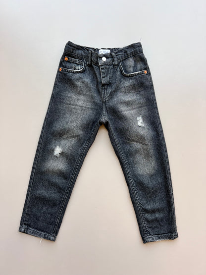 Black Ribbed Boyfriend Jeans