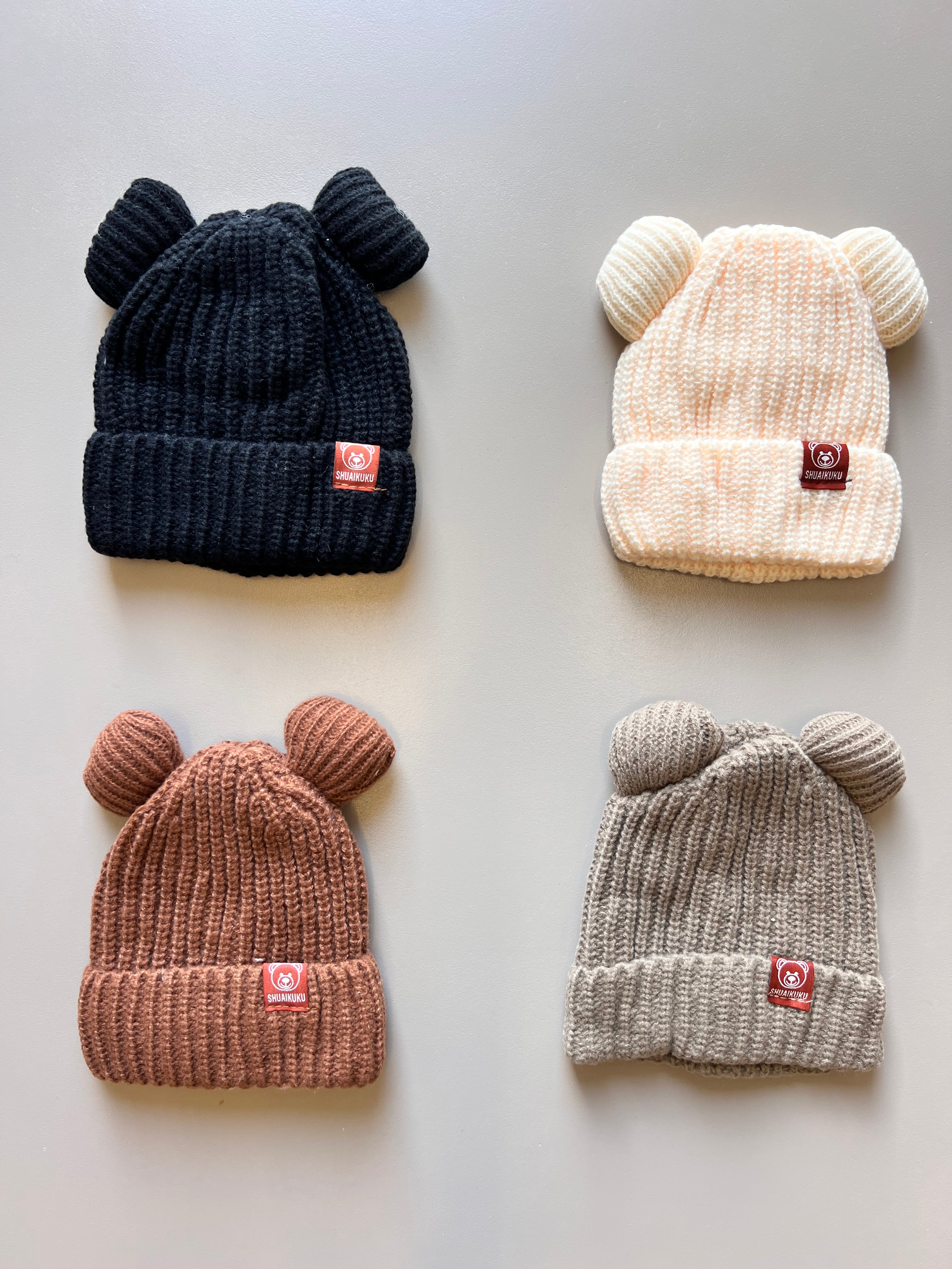 Thick Wool Fleece Bear Bonnet
