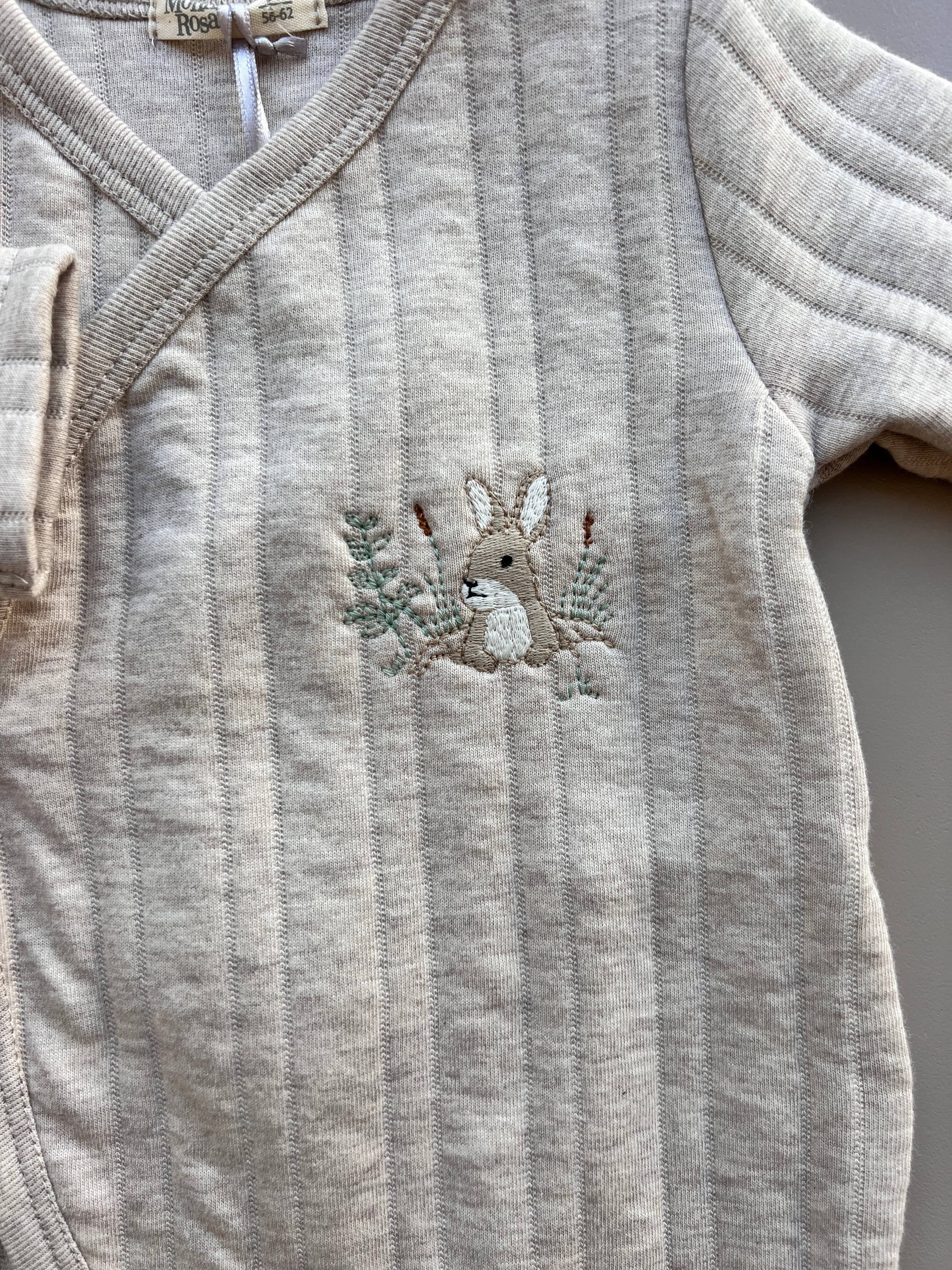 Cotton Long Sleeves Overall With Wooden Ring Teether