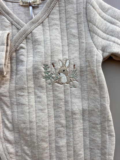 Cotton Long Sleeves Overall With Wooden Ring Teether