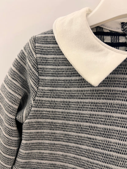 Navy & Gray Polo Velvet Footed Overall