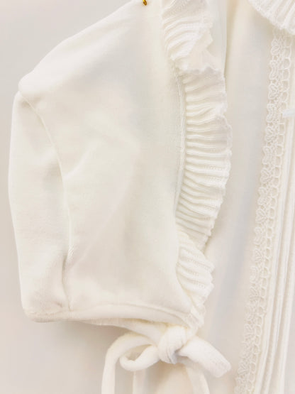 White Heart Velvet Footed Overall With Hat