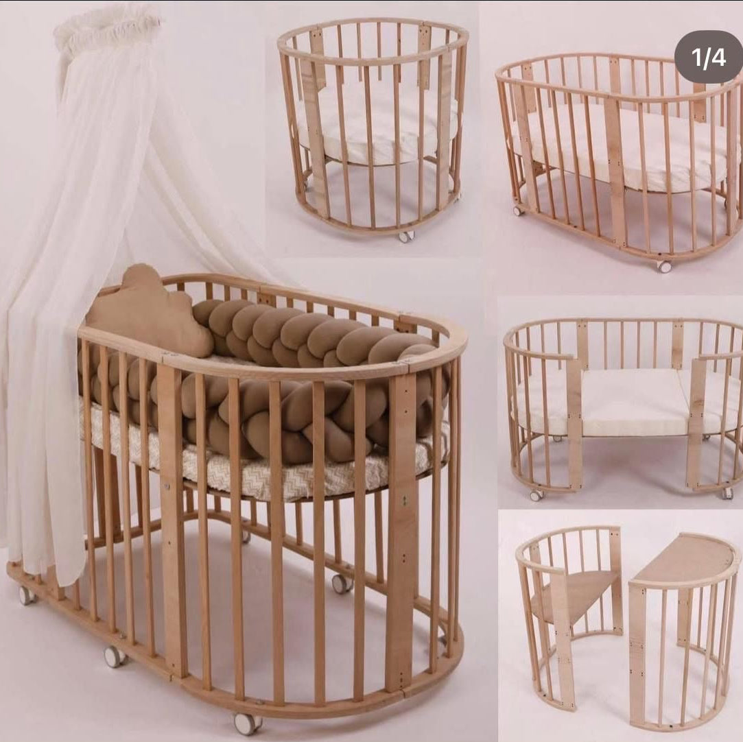 3 in 1 Oval Wooden Bed