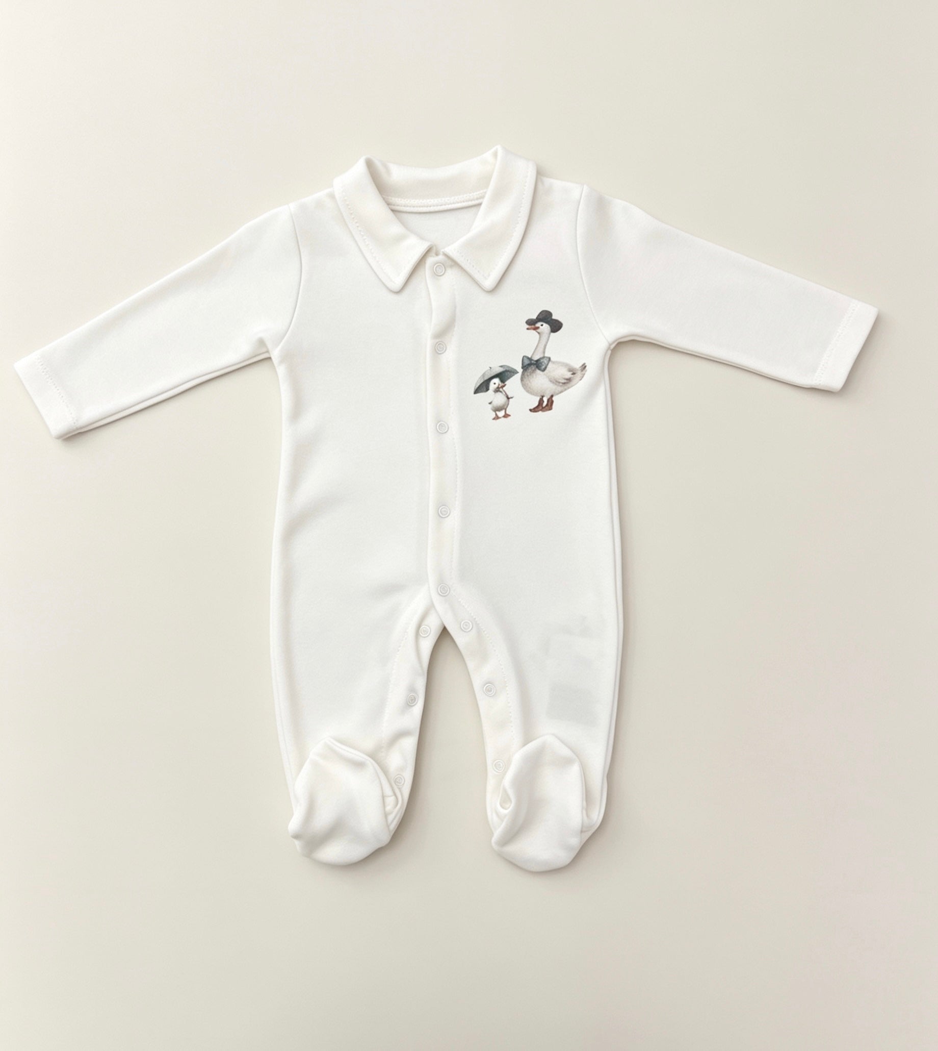 Nœud Blanc™ Organic Cotton Polo Goose Footed Overall