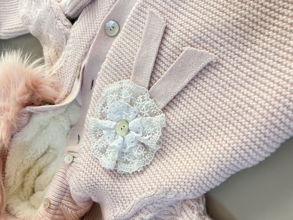 EAC Organic cotton Pink Fleece & Fur Thick Hospital Set 4 Pcs