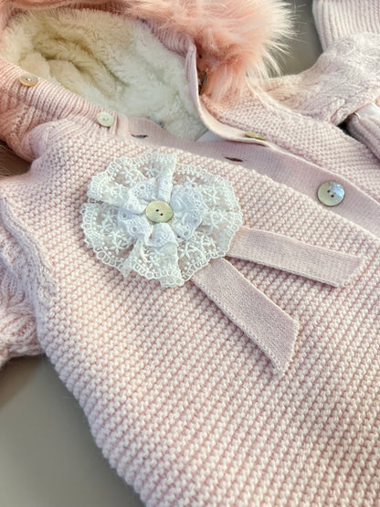 EAC Organic cotton Pink Fleece & Fur Thick Hospital Set 4 Pcs