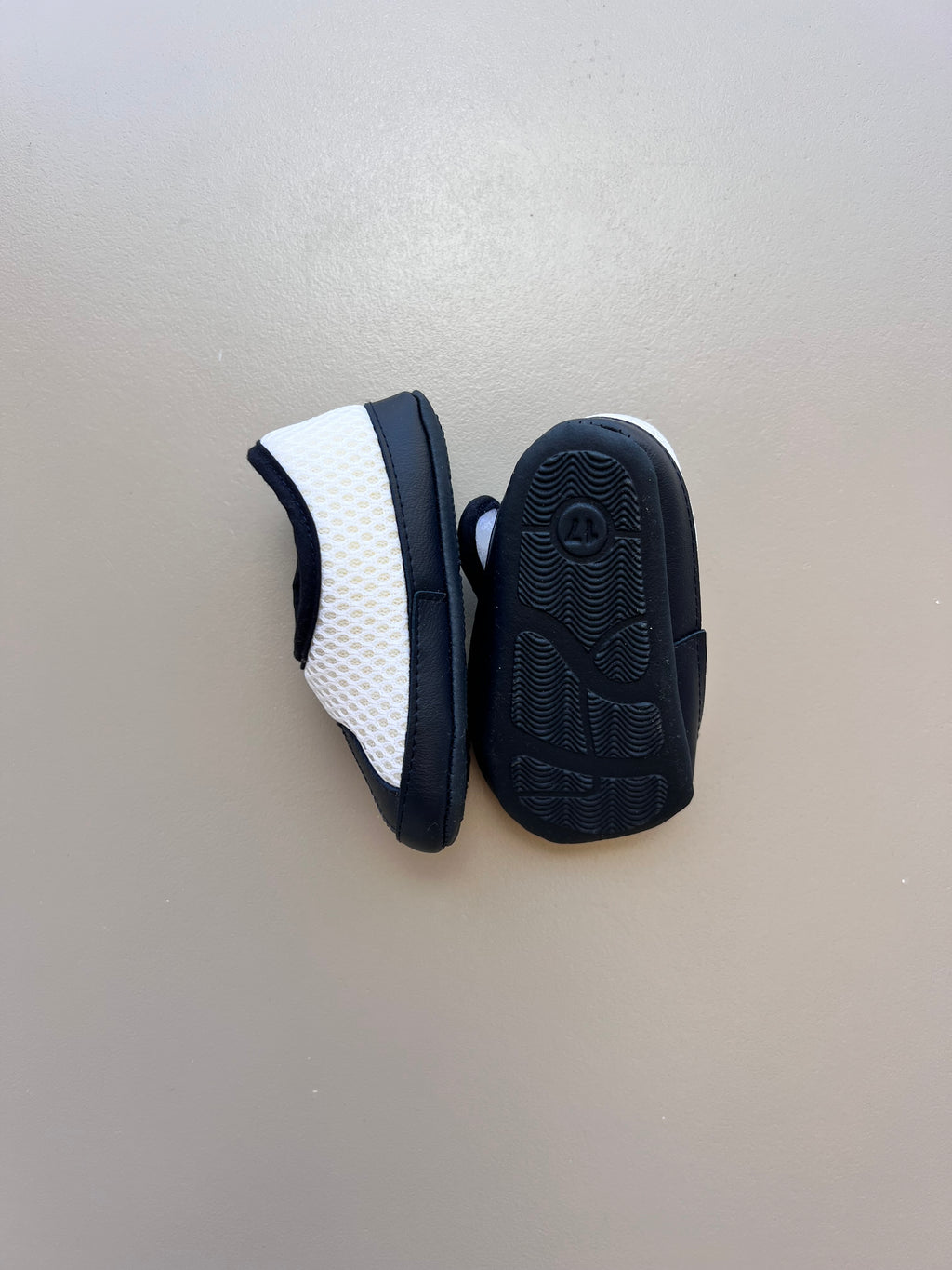 White And Navy Blue Baby Breathable Shoes
