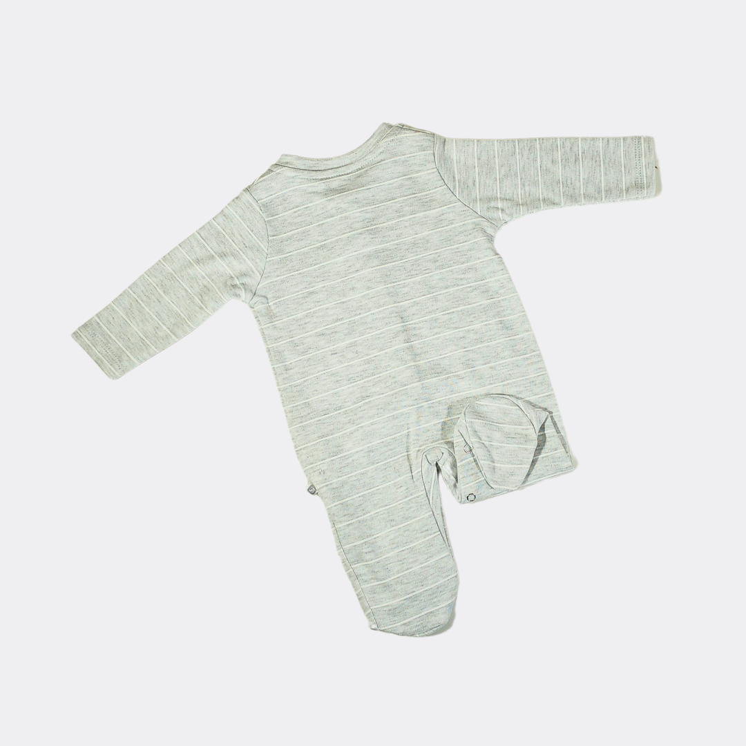 Gray/White Striped Organic Cotton Overall