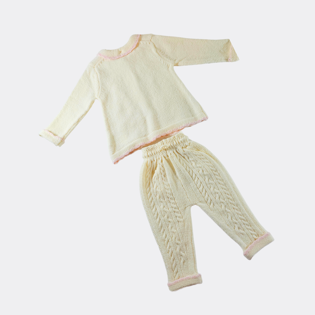 Off White/Pink Natural Wool Set