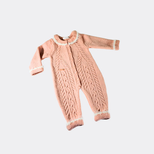 Pink/White Fur Natural Wool Overall