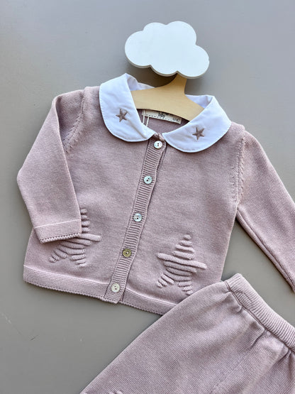 Thick Cotton Star Collar Top and Pants 2Pcs Set