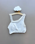 White Asymmetry Crop Top