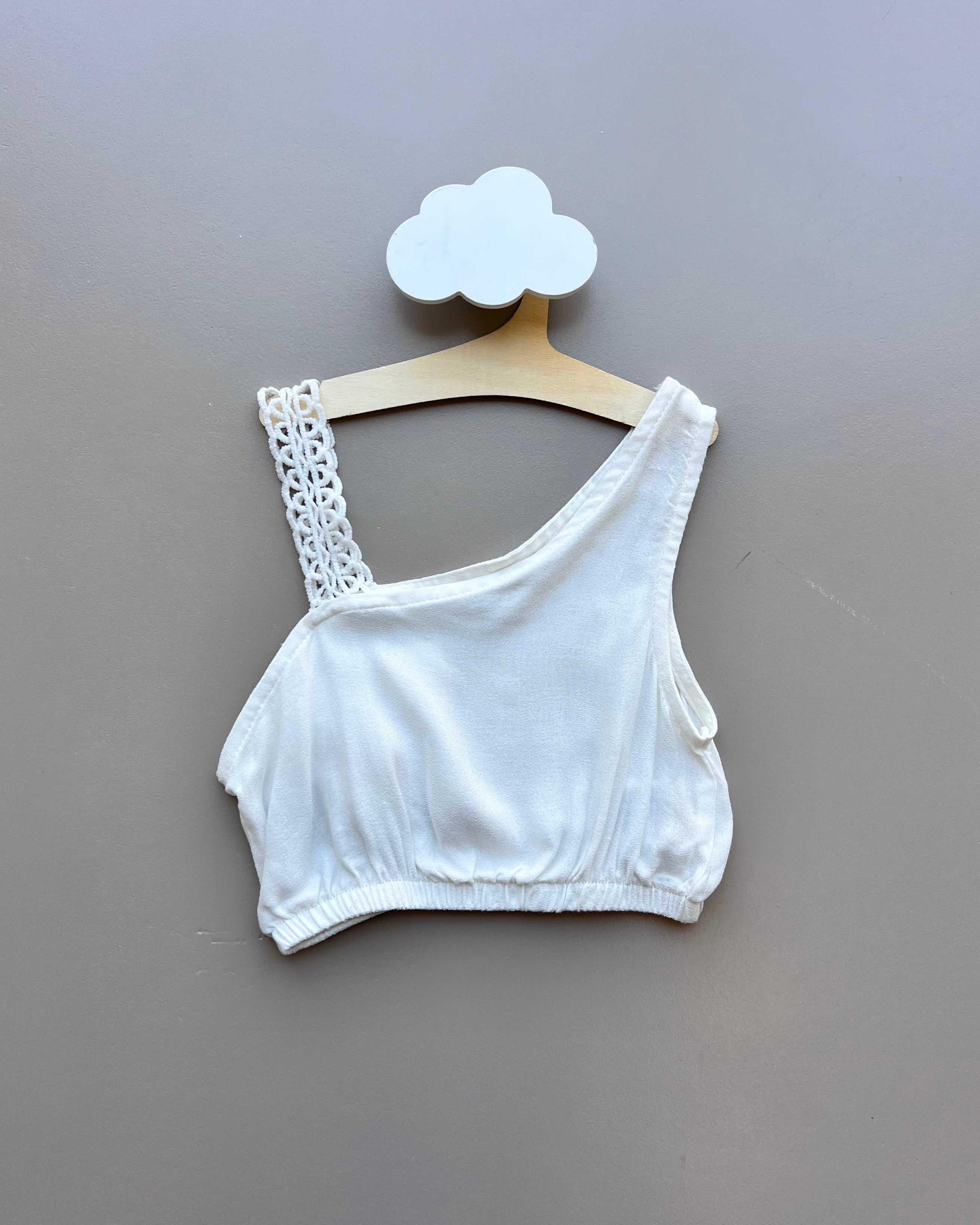 White Asymmetry Crop Top