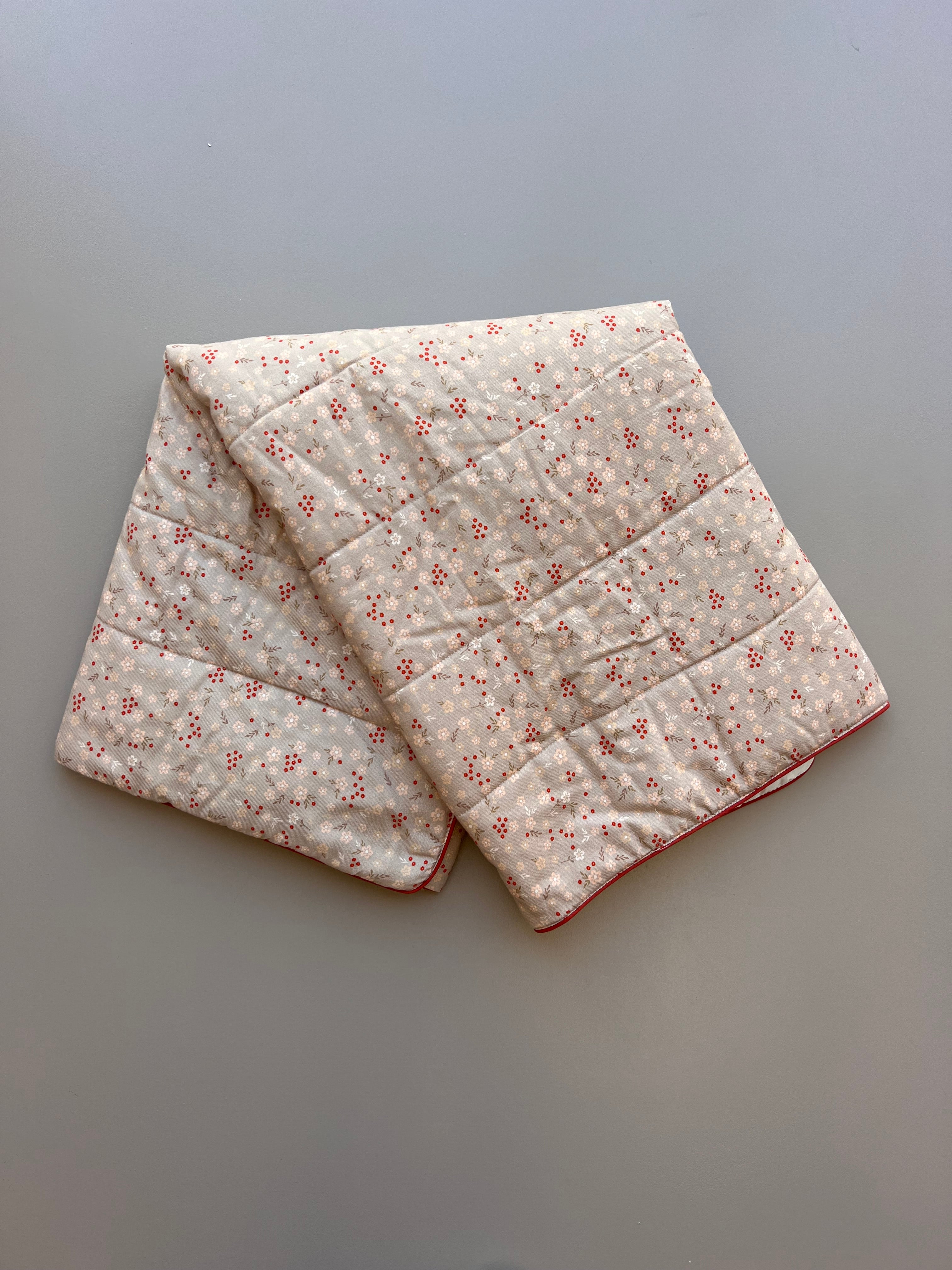 Beige And Red Cotton Quilt