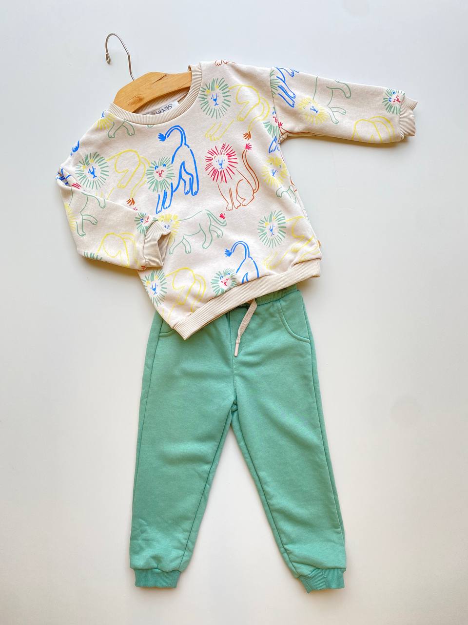 Beige And Green Lion Cotton Survetement