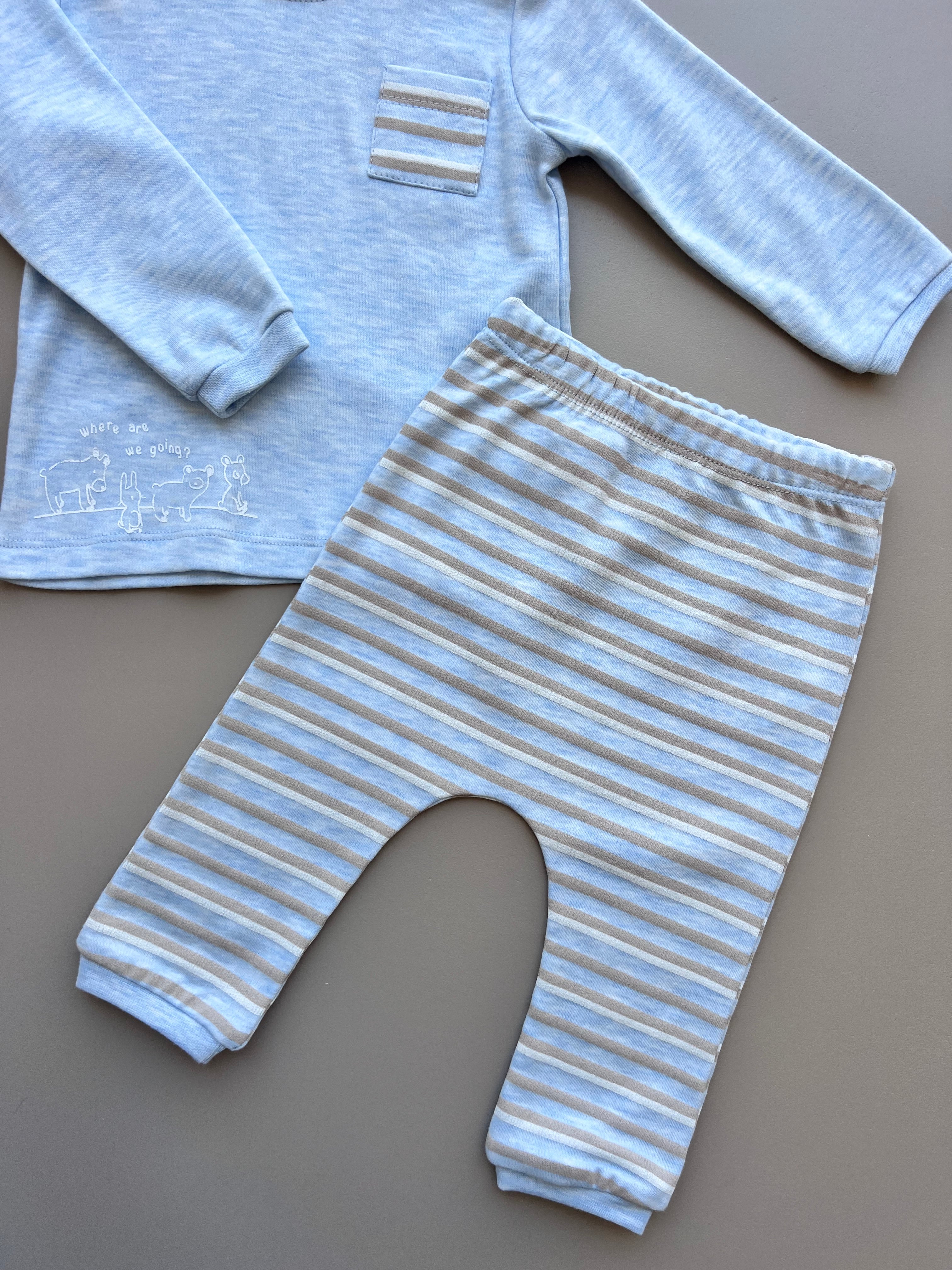 Blue and light brown pyjama