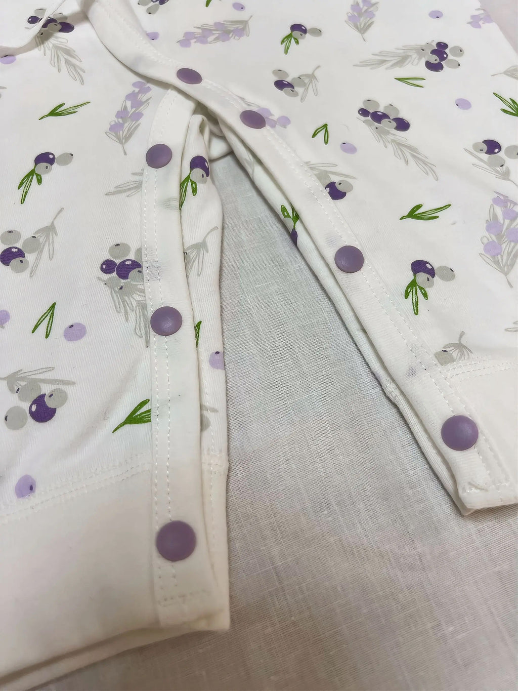 White & Purple Double Breasted Cotton Overall