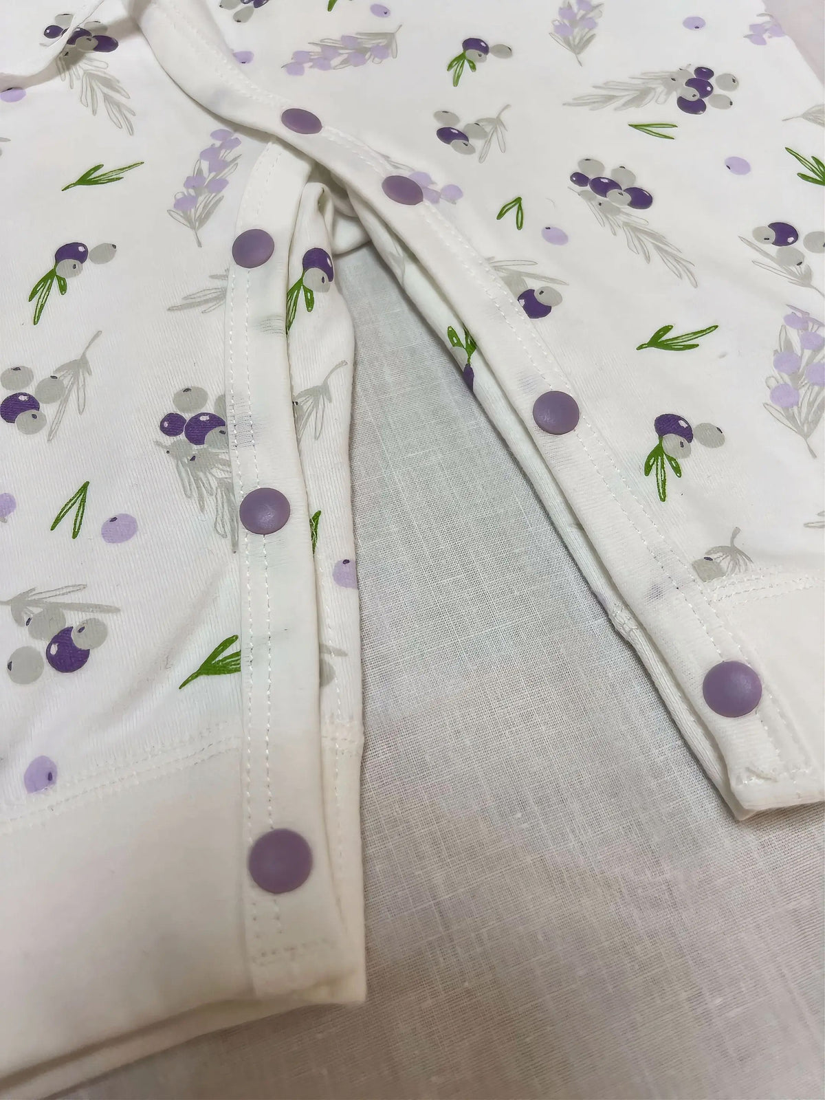 White & Purple Double Breasted Cotton Overall