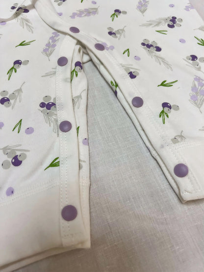 White & Purple Double Breasted Cotton Overall