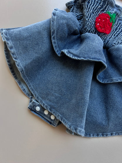 Jeans Strawberry Romper Dress